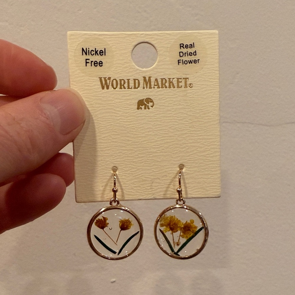 World Market Gold and Yellow Floral Earrings